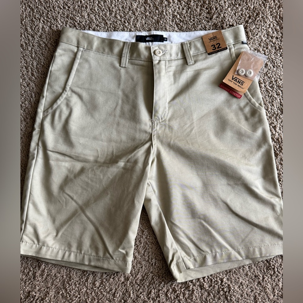 Vans Men's Khaki Flat Front Shorts